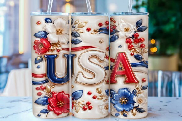 Download 3D Inflated USA Patriotic Tumbler Wrap - Patriotic tumbler Collection
