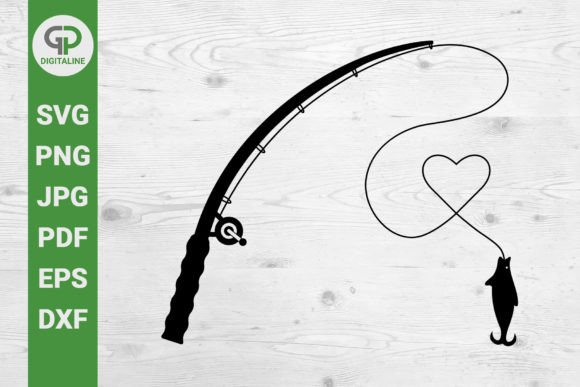 Download Fishing Rod SVG Love Fish SVG Heart SVG - Love fish Collection